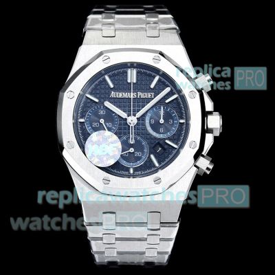 AAA replica HBF Audemars Piguet Royal Oak Swiss 7750 Chronograph Blue Dial 50th Anniversary Watch 